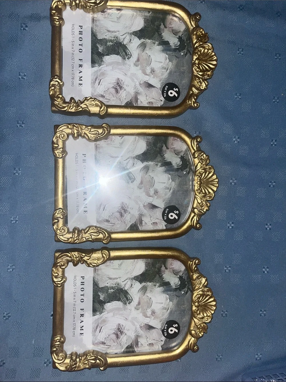 Gold Vintage inspired 5x7 frames. Set of 3. NEW